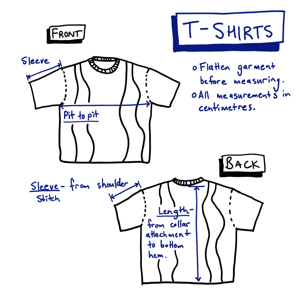 t shirts measurement table